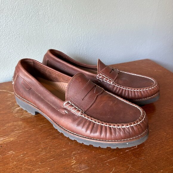 COLE HAAN American Classics Penny Loafer Men's 11.5 brown wax finish black sole - Picture 1 of 11